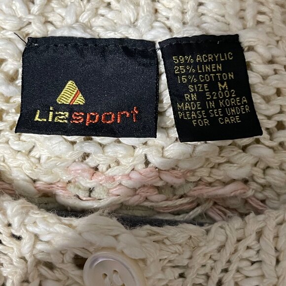 Vintage Lizsport Size M Button-Up Cardigan Sweater Acrylic/Linen/Cotton Blend - Picture 5 of 7